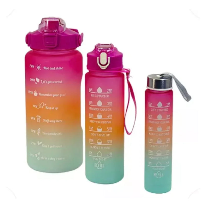 Kit 3 Botellas de Agua Squeeze Motivacionales