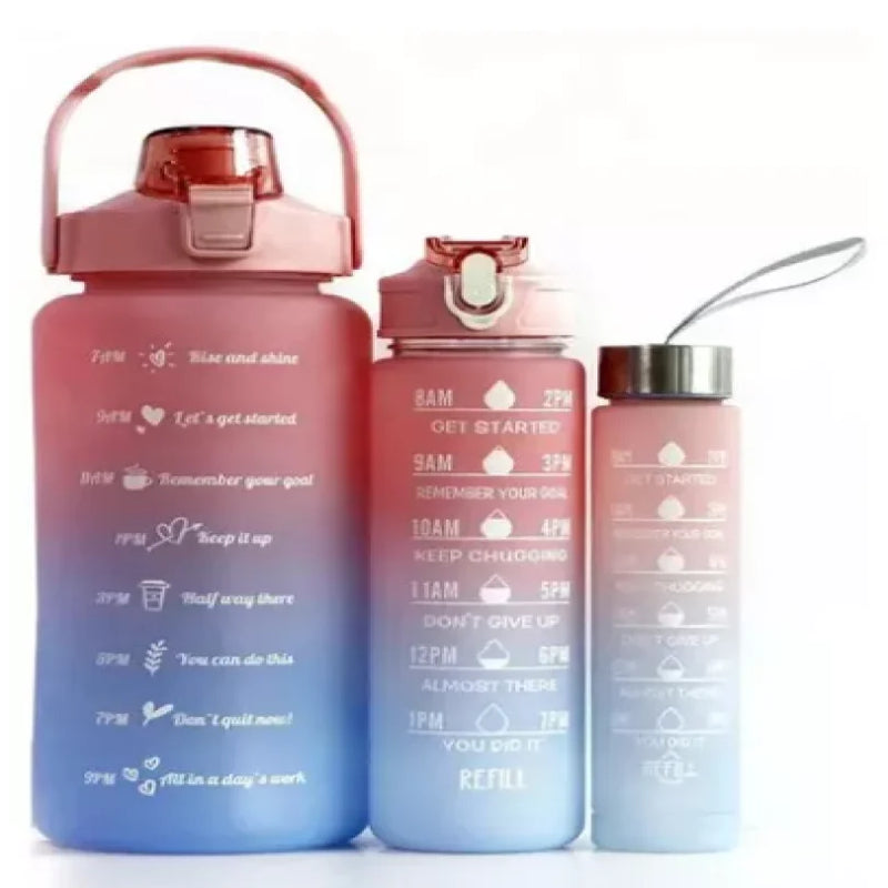 Kit 3 Botellas de Agua Squeeze Motivacionales