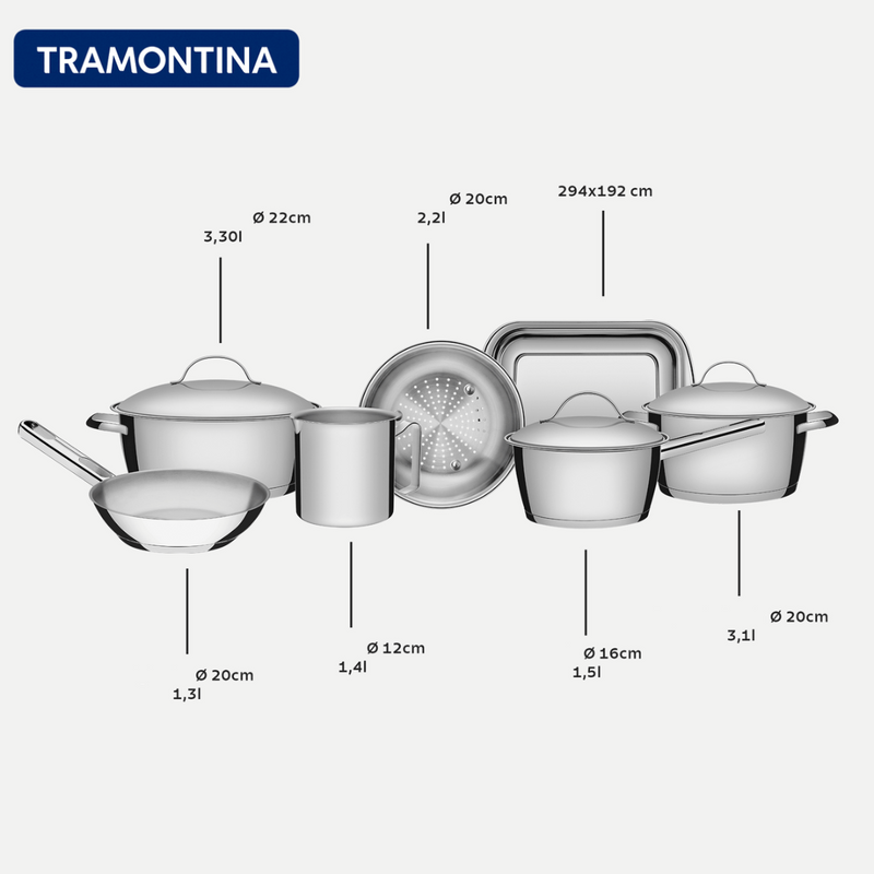 Kit 7 ollas de acero inoxidable