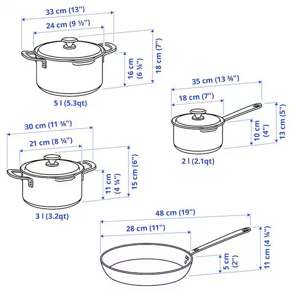 Batería de Cocina de 7 Piezas en Acero Inoxidable: