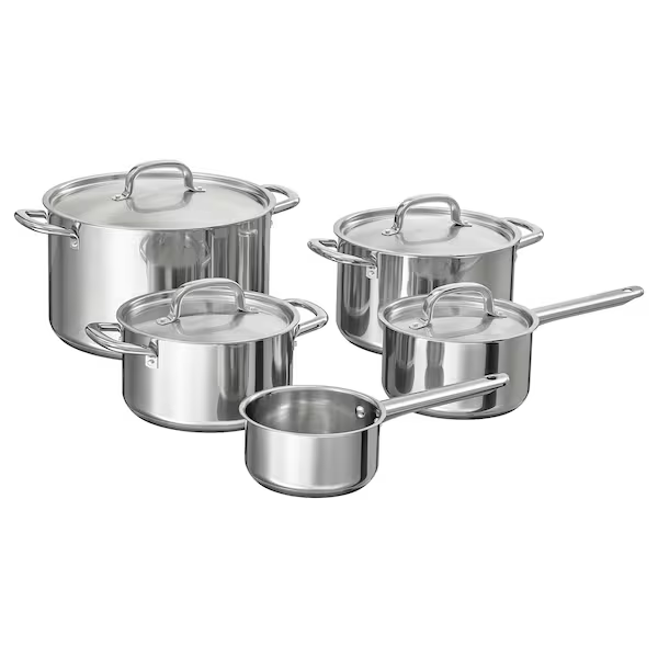 Batería de Cocina, 9 Piezas, Acero Inoxidable