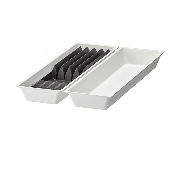 Bandeja para Utensilios + Soporte para Cuchillos – Blanco/Antracita, 12x19 1/2"